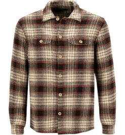Maenner Mode Haus 11 CINQUE Overshirt, Baumwolle, Beige-terracotta Kariert