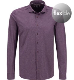 Pure Hemd, Jersey Geruchshemmend, Aubergine Meliert