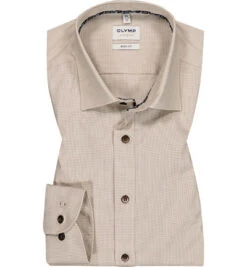 OLYMP Hemd, Body Fit, Baumwoll-Stretch, Extra Langer Arm, Natur Meliert