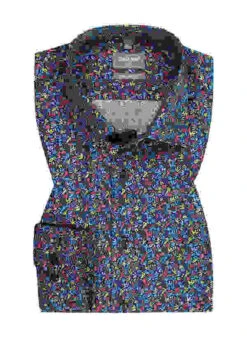 OLYMP Hemd, Comfort Fit, Baumwolle, Navy-rot Gemustert -Maenner Mode Haus  404404 norm 1