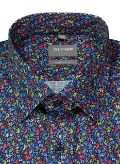 OLYMP Hemd, Comfort Fit, Baumwolle, Navy-rot Gemustert -Maenner Mode Haus  404404 norm2
