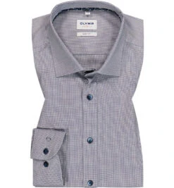 OLYMP Hemd, Body Fit, Baumwoll-Stretch, Extra Langer Arm, Marineblau Meliert