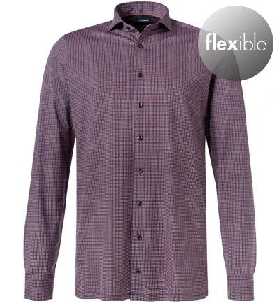 OLYMP Hemd, Modern Fit, Jersey Schnelltrocknend, Extra Langer Arm, Blau-rot Gemustert 3 OLYMP Hemd, Modern Fit, Jersey Schnelltrocknend, Extra Langer Arm, Blau-rot Gemustert