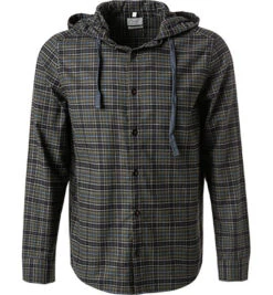 OLYMP Overshirt, Body Fit, Baumwolle, Olivgrün Kariert