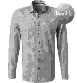 OLYMP Hemd, Body Fit, Jersey Geruchshemmend, Extra Langer Arm, Blau Gemustert -Maenner Mode Haus  404461 norm 1