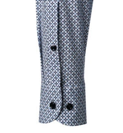 OLYMP Hemd, Body Fit, Jersey Geruchshemmend, Extra Langer Arm, Blau Gemustert -Maenner Mode Haus  404461 norm2