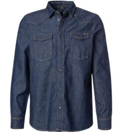 7 For All Mankind Jeanshemd, Baumwolle, Dunkelblau