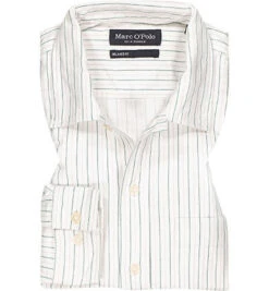 Marc O'Polo Hemd, Relaxed Fit, Bio Baumwolle, Weiß Gestreift