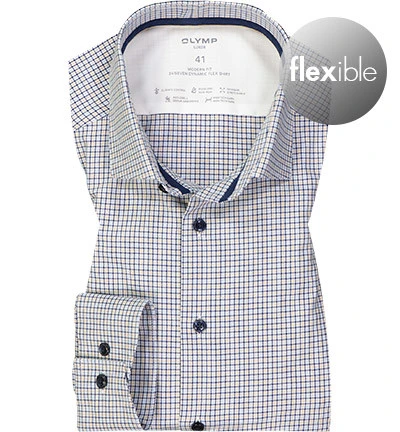 OLYMP Hemd, Modern Fit, Baumwoll-Stretch Geruchshemmend, Navy-natur Kariert 3 OLYMP Hemd, Modern Fit, Baumwoll-Stretch Geruchshemmend, Navy-natur Kariert