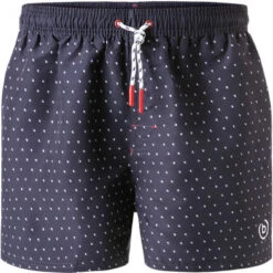 Bugatti Badeshorts, Mikrofaser, Navy-weiß Gemustert