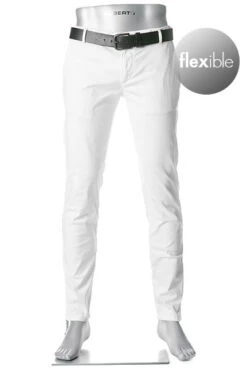Maenner Mode Haus 32 Alberto Hose Rob, Slim Fit, Baumwolle T400® 9,5oz, Weiß