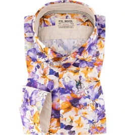 Hemd, Shaped Fit, Baumwolle CO2-Neutral, Multicolor Gemustert