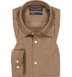 Marc O'Polo Hemd, Regular Fit, Baumwolle, Braun Kariert