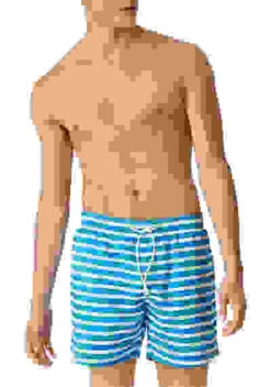 Schiesser Badeshorts, Mikrofaser, Aqua-weiß Gestreift -Maenner Mode Haus  406800 norm 1