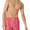 Schiesser Badeshorts, Mikrofaser, Rot-weiß Gestreift -Maenner Mode Haus  406802 norm