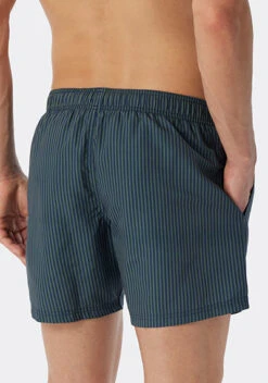 Schiesser Badeshorts, Mikrofaser, Oliv-blau Gestreift -Maenner Mode Haus  406805 norm2