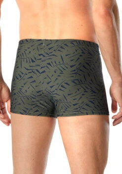 Schiesser Badetrunk, Mikrofaser, Oliv-navy Gemustert -Maenner Mode Haus  406808 norm2