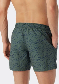 Schiesser Badeshorts, Mikrofaser, Oliv-navy Gemustert -Maenner Mode Haus  406811 norm2
