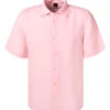 BOSS ORANGE Kurzarmhemd, Regular Fit, Reines Leinen, Rosa -Maenner Mode Haus  407044 norm