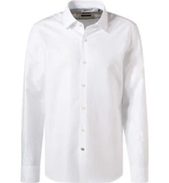 Hemd, Casual Fit, Baumwolle-Leinen, Weiß Meliert