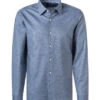 Hemd, Casual Fit, Baumwolle-Leinen, Jeansblau Meliert -Maenner Mode Haus  407348 norm