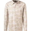 Hemd, Casual Fit, Baumwolle-Leinen, Hellbeige Gemustert -Maenner Mode Haus  407353 norm