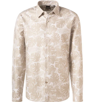 Hemd, Casual Fit, Baumwolle-Leinen, Hellbeige Gemustert 3 Hemd, Casual Fit, Baumwolle-Leinen, Hellbeige Gemustert