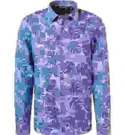 Hemd, Casual Fit, Baumwolle-Leinen, Hellblau Gemustert -Maenner Mode Haus  407354 norm 1