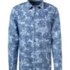 Hemd, Casual Fit, Baumwolle-Leinen, Hellblau Gemustert -Maenner Mode Haus  407354 norm