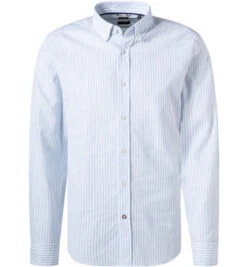 Hemd, Casual Fit, Leinen-Stretch, Blau-weiß Gestreift