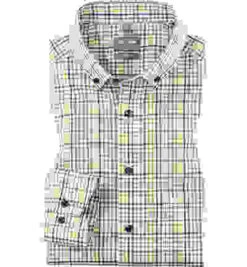OLYMP Hemd, Comfort Fit, Baumwolle, Limone-gelb Kariert -Maenner Mode Haus  407871 norm 1