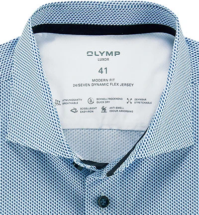 OLYMP Hemd, Moden Fit, Jersey, Extra Langer Arm, Bleu Gemustert 4 OLYMP Hemd, Moden Fit, Jersey, Extra Langer Arm, Bleu Gemustert – Bild 2