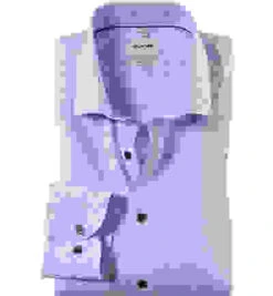 OLYMP Hemd, Body Fit, Baumwoll-Stretch, Extra Langer Arm, Bleu Gemustert -Maenner Mode Haus  407894 norm 1