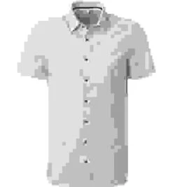 OLYMP Kurzarmhemd, Body Fit, Baumwoll-Stretch, Bleu Gemustert -Maenner Mode Haus  407947 norm 1