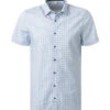 OLYMP Kurzarmhemd, Body Fit, Baumwoll-Stretch, Bleu Gemustert -Maenner Mode Haus  407947 norm