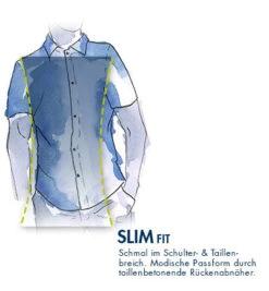 OLYMP Kurzarmhemd, Body Fit, Baumwoll-Stretch, Bleu Gemustert -Maenner Mode Haus  407947 norm2