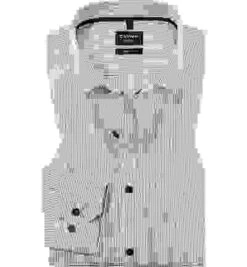 OLYMP Hemd, Super Slim Fit, Baumwoll-Stretch, Marine-weiß Gestreift -Maenner Mode Haus  407962 norm 1