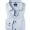 OLYMP Hemd, Super Slim Fit, Baumwoll-Stretch, Extra Langer Arm, Bleu Gemustert -Maenner Mode Haus  407992 norm