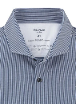 OLYMP Hemd, Super Slim Fit, Jersey Geruchshemmend, Dunkelblau-weiß Gestreift 8 OLYMP Hemd, Super Slim Fit, Jersey Geruchshemmend, Dunkelblau-weiß Gestreift -Maenner Mode Haus 408001 norm2