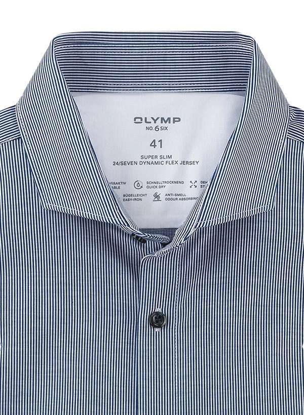 OLYMP Hemd, Super Slim Fit, Jersey Geruchshemmend, Dunkelblau-weiß Gestreift 5 OLYMP Hemd, Super Slim Fit, Jersey Geruchshemmend, Dunkelblau-weiß Gestreift – Bild 3