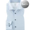 OLYMP Hemd, Body Fit, Jersey Geruchshemmend, Bleu Gemustert -Maenner Mode Haus  408002 norm