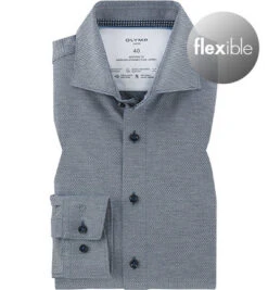 OLYMP Hemd, Modern Fit, Jersey Geruchshemmend, Marine