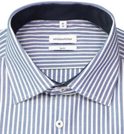 Seidensticker Hemd, Slim Fit, Bio Baumwolle, Denim-weiß Gestreift -Maenner Mode Haus  408143 norm2