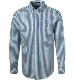Gant Hemd, Regular Fit, Baumwolle-Leinen, Jeansblau-ecru Gestreift