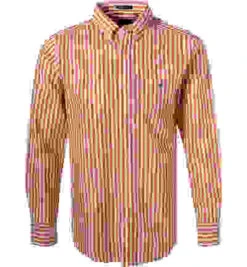 Gant Hemd, Regular Fit, Baumwolle-Leinen, Orange-ecru Gestreift -Maenner Mode Haus  408147 norm 1
