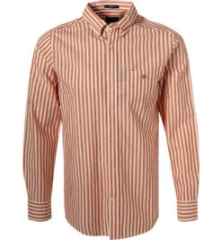 Gant Hemd, Regular Fit, Baumwolle-Leinen, Orange-ecru Gestreift