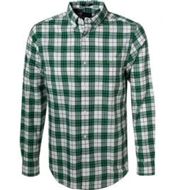 Gant Hemd, Regular Fit, Baumwolle, Grasgrün-offwhite Kariert