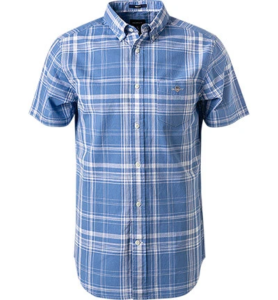 Gant Kurzarmhemd, Regular Fit, Baumwolle-Leinen, Blau Kariert 3 Gant Kurzarmhemd, Regular Fit, Baumwolle-Leinen, Blau Kariert