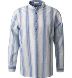 Hemd, Bio Baumwolle-Leinen, Blau-weiß Gestreift