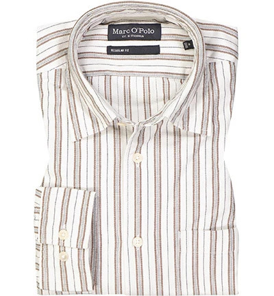 Marc O'Polo Hemd, Regular Fit, Bio Baumwolle, Blaugrau-braun Gestreift 3 Marc O'Polo Hemd, Regular Fit, Bio Baumwolle, Blaugrau-braun Gestreift